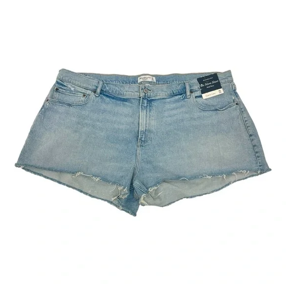 Abercrombie & Fitch Curve Love Mom Short Mid Rise Light Wash Denim Shorts NWT 36 - Picture 5 of 11